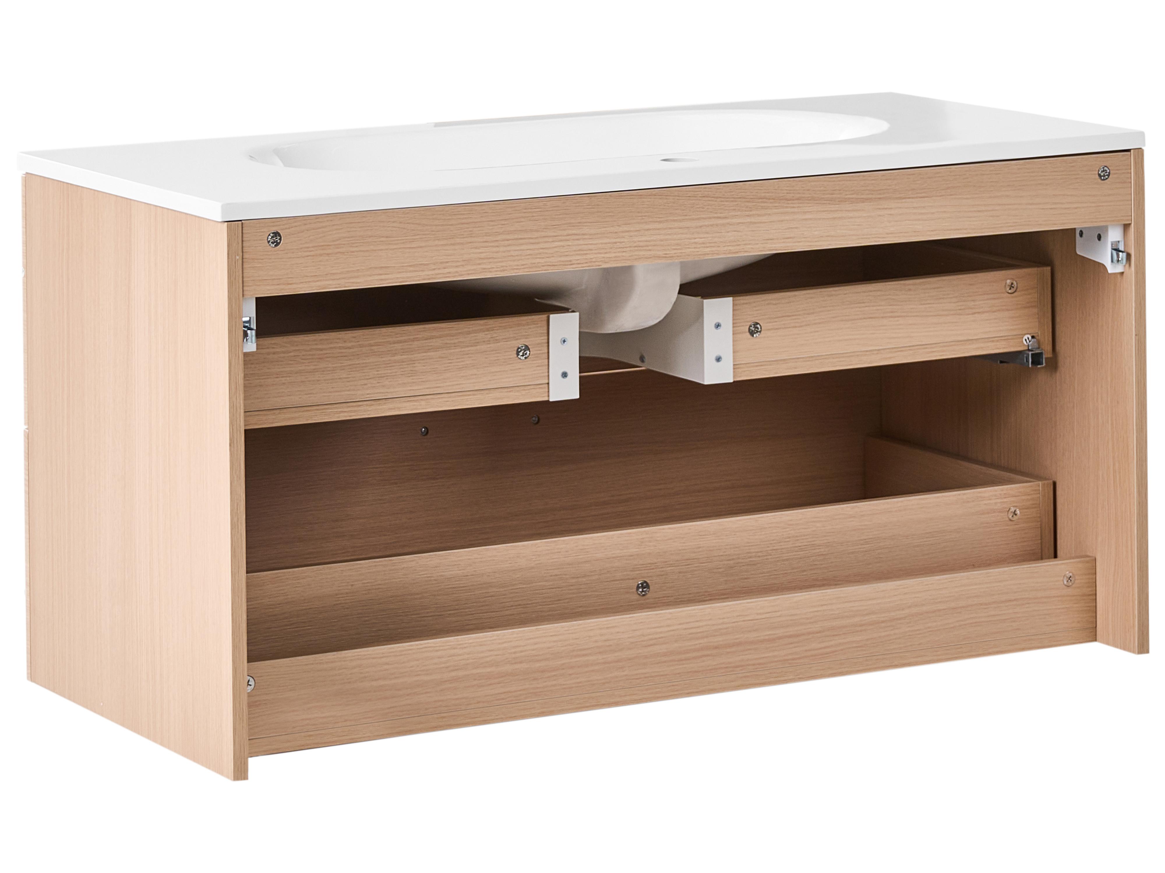 Wandgemonteerd meubel met wastafel ARAPA Lichtbruin