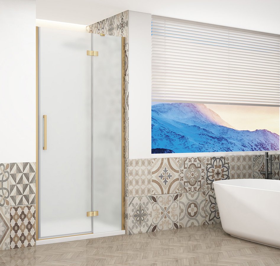 Gelco Trinity douchedeur 110cm links met mat glas goud