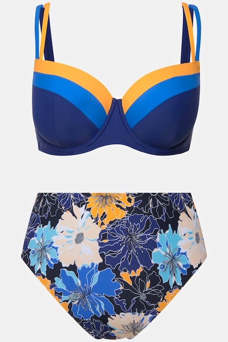Bikini, Blüten, Softcups, Bügel, Cup D, Doppelträger