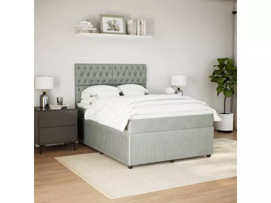 Sommier à lattes de lit et matelas Gris clair 140x190cm Velours