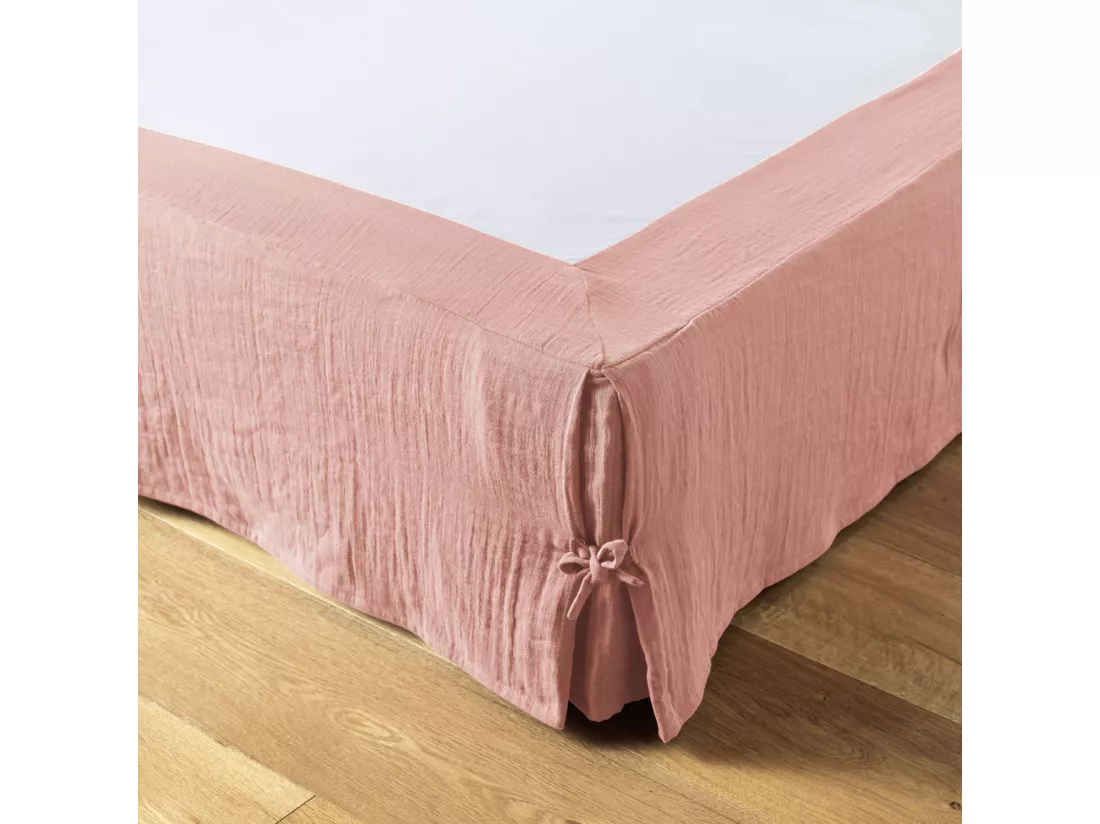 Cache-sommier 140 x 190 cm GAÏA Rose pêche