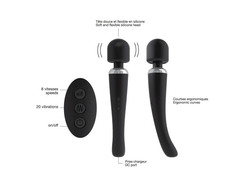 Marc Dorcel Stabvibrator MegaWand schwarz 29 cm Eleganter Stabpulsator für intensive Höhepunte