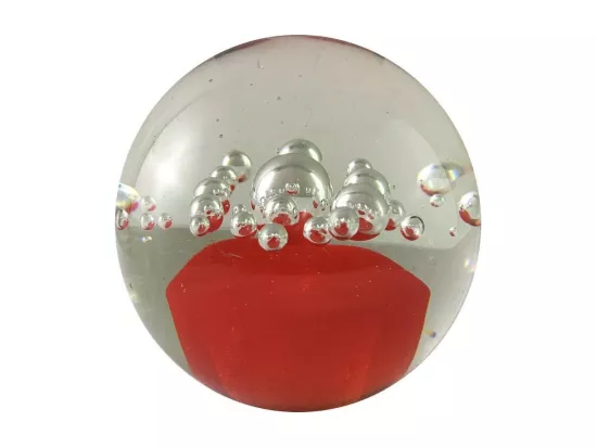 Presse papier sulfure en verre rouge Ø.10.5 cm