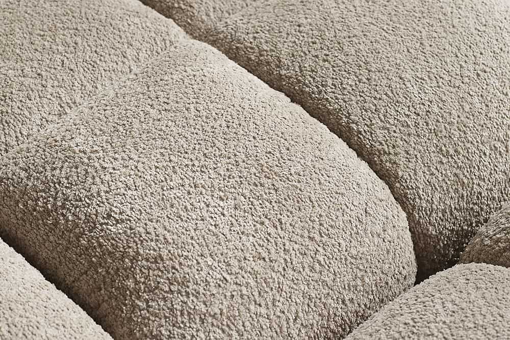 Modernes XXL Sofa CLOUD 260cm champagner greige Bouclé Bigsofa Federkern inkl. Kissen