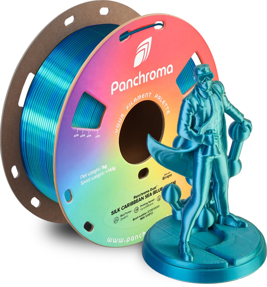 Polymaker  Panchroma™ PLA Dual Silk Caribbean Sea (Blue-Green), 1,75 mm / 1000 g    Zweifarbige Magie mit Seidenglanz in Caribbean Sea