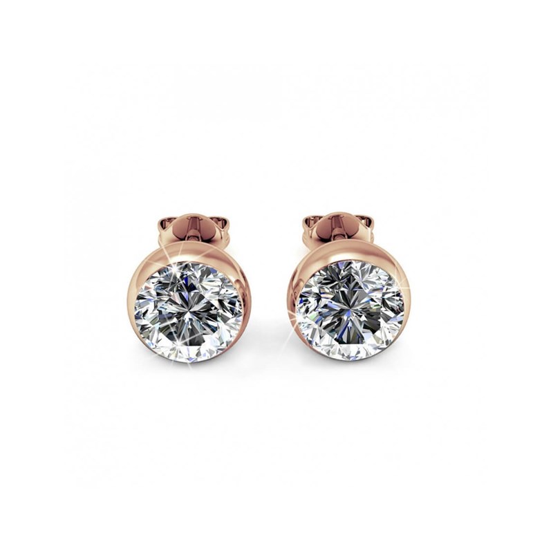 Boucles d'oreilles Moon - Or Rosé et Cristal