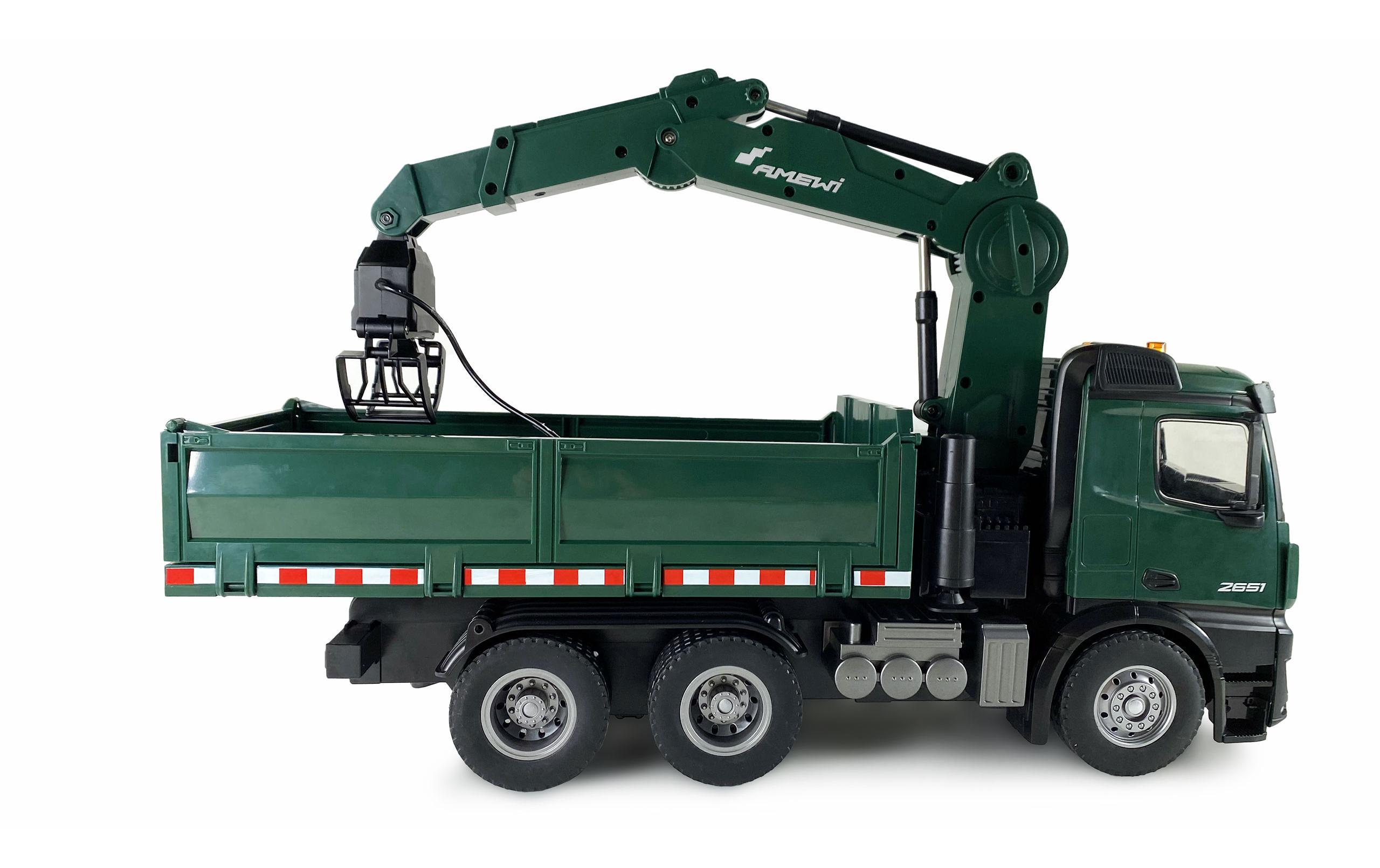 Lastwagen Mercedes Benz Arocs Kipper mit Kran 1:18, RTR<br>LKW Kranwagen mit Kippmulde & Greifer