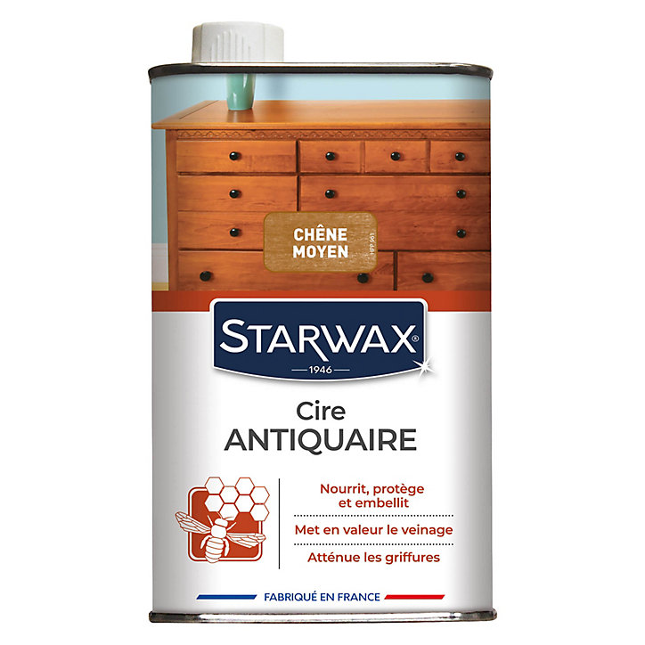 Cire antiquaire liquide bois ciré chêne moyen Starwax 500ml