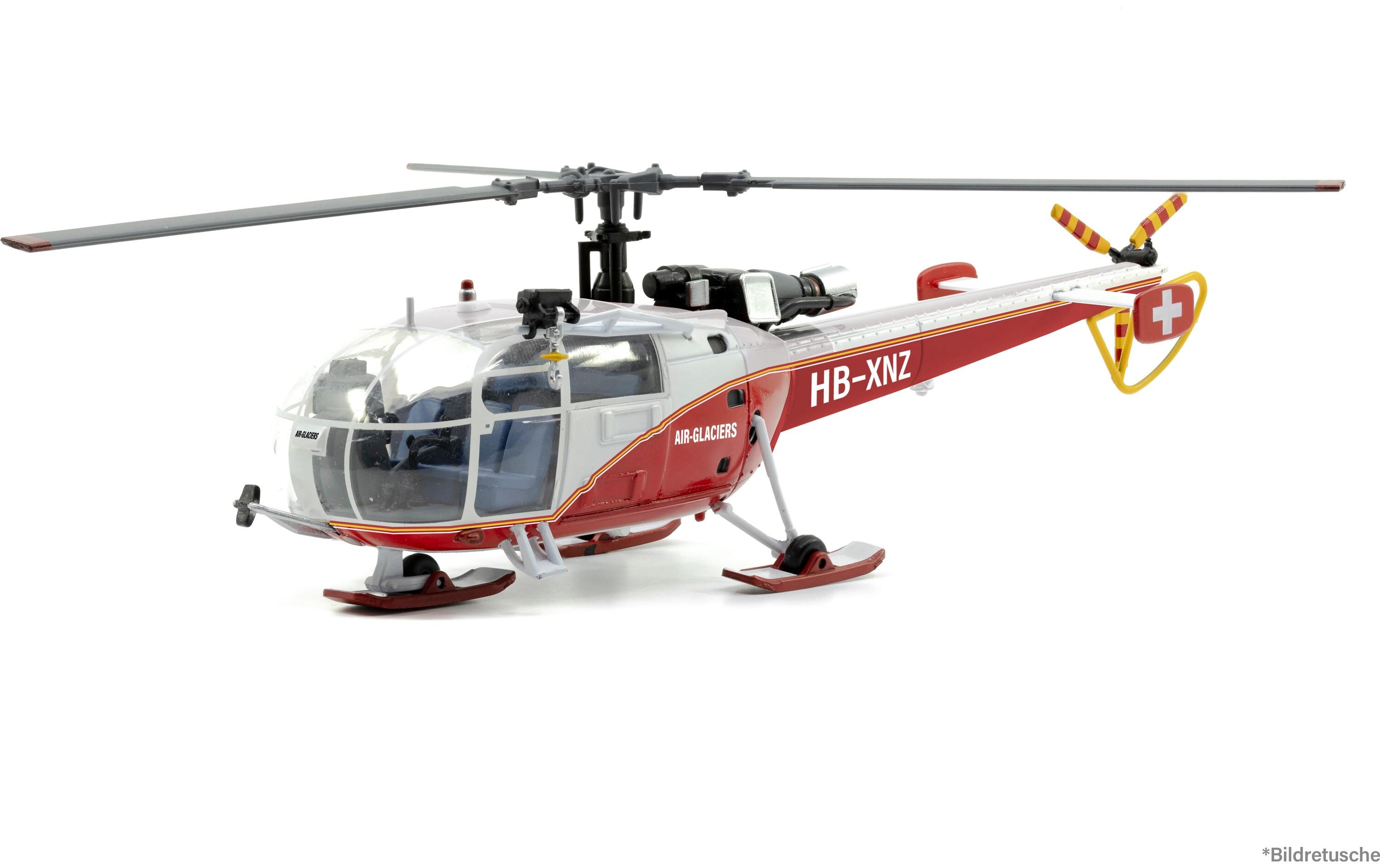 Alouette III Air Glaciers HB-XNZ 1:72Massstabgetreues Modell des Hubschraubers