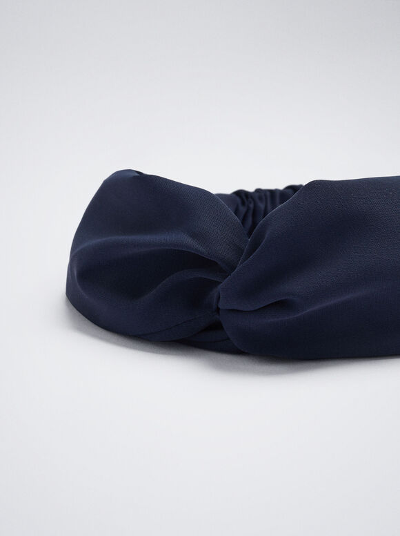 Faixa de cabeça tipo turbante com nó - Azul