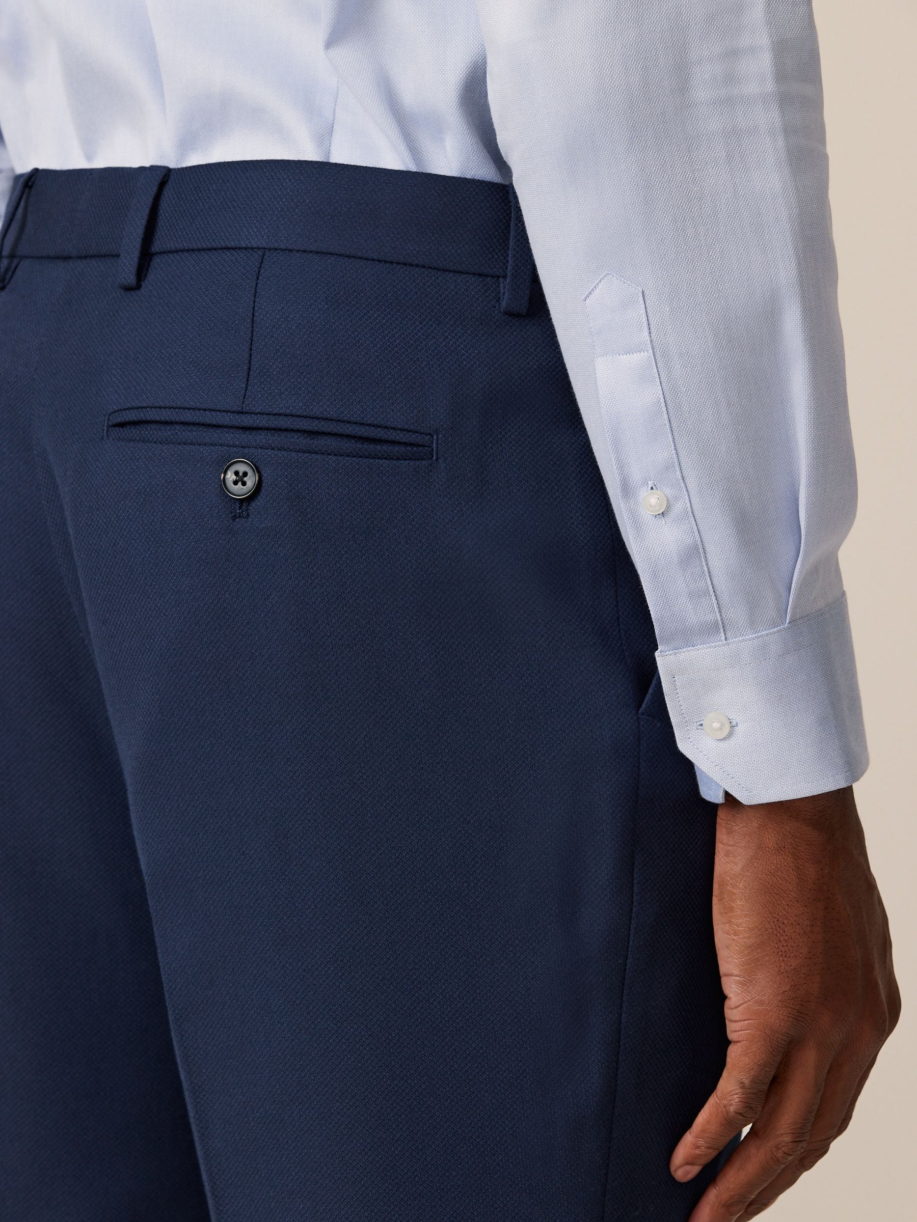 Helderblauw - Slim Fit - Kostuum met textuur: broek