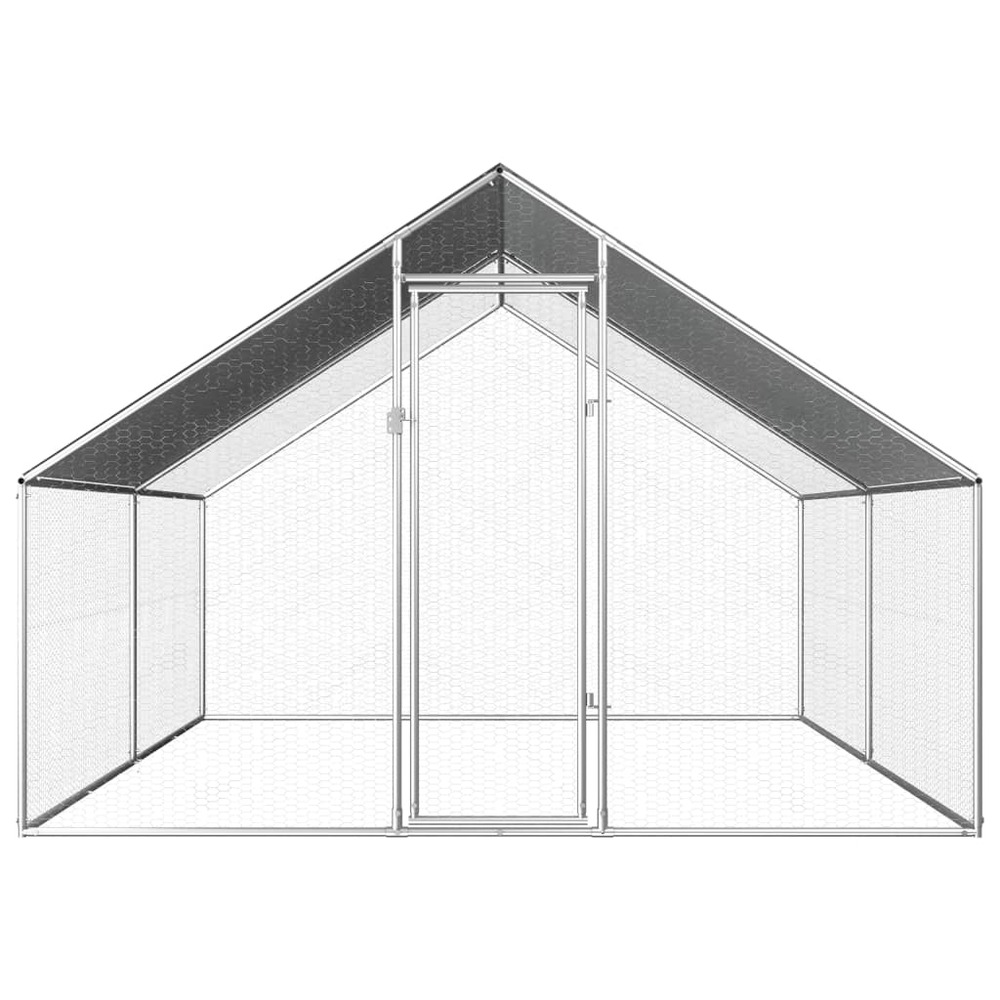 Poulailler d'extérieur 2,75 x 4 x 1,92 m acier galvanisé toit en pe