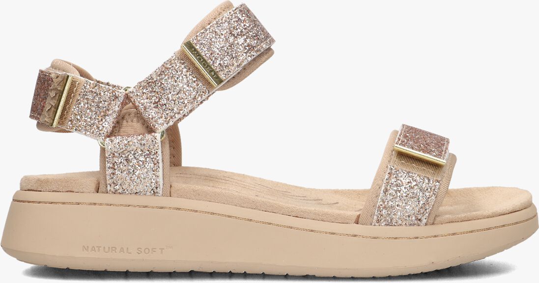 WODEN bruine woden sandalen line glitter