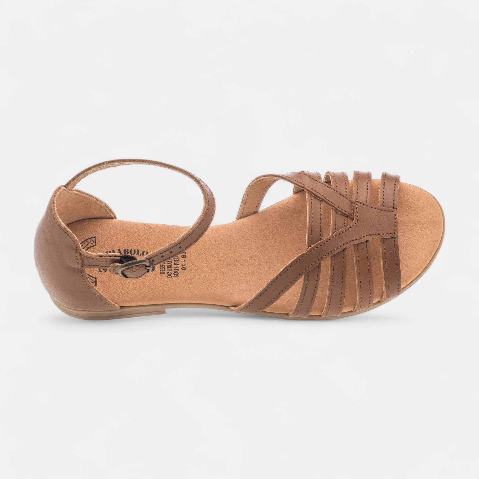 Sandales Femme en cuir cognac