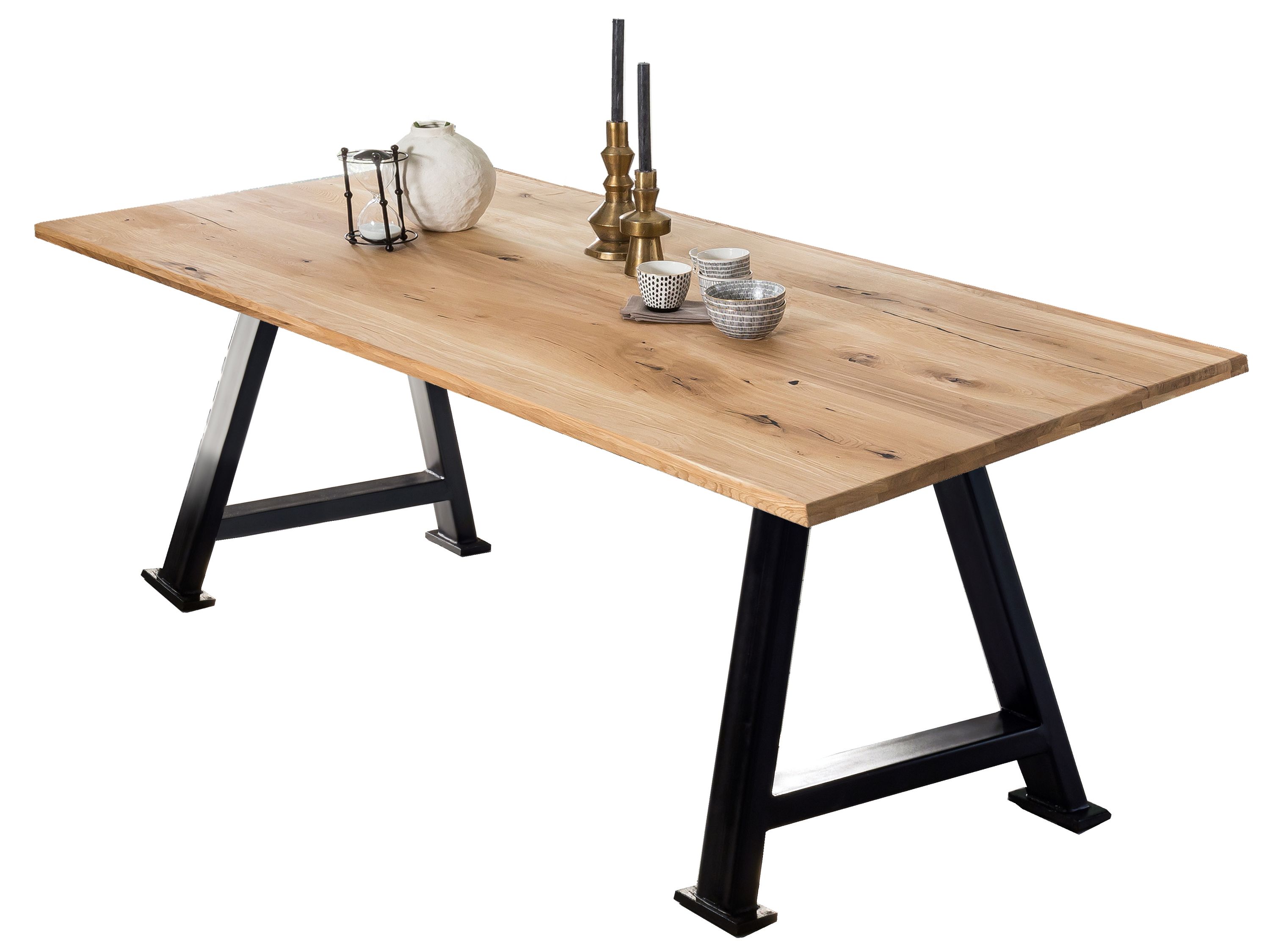 Tisch 240x100cm Wildeiche Metall Holztisch Esstisch Speisetisch Küchentisch