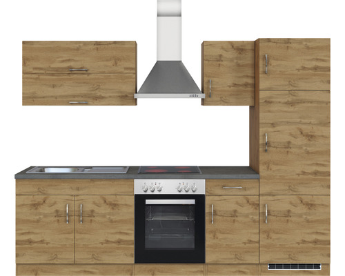 Held Furniture keukenblok met apparatuur Sorrento 270 cm eiken mat gedemonteerd omkeerbaar model 1005.6281