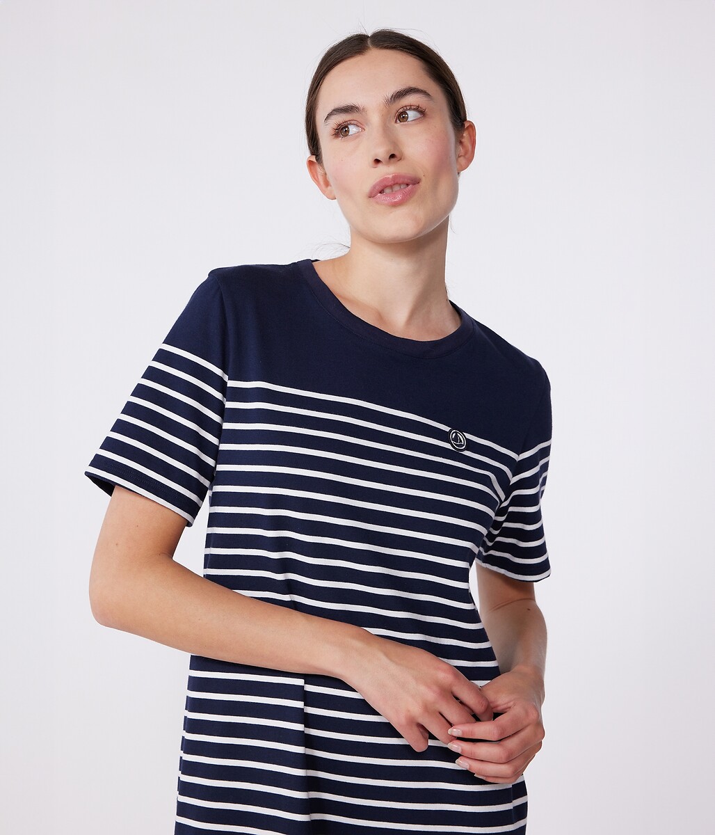 PETIT BATEAU<br>Vestido maxi listrado de algodão