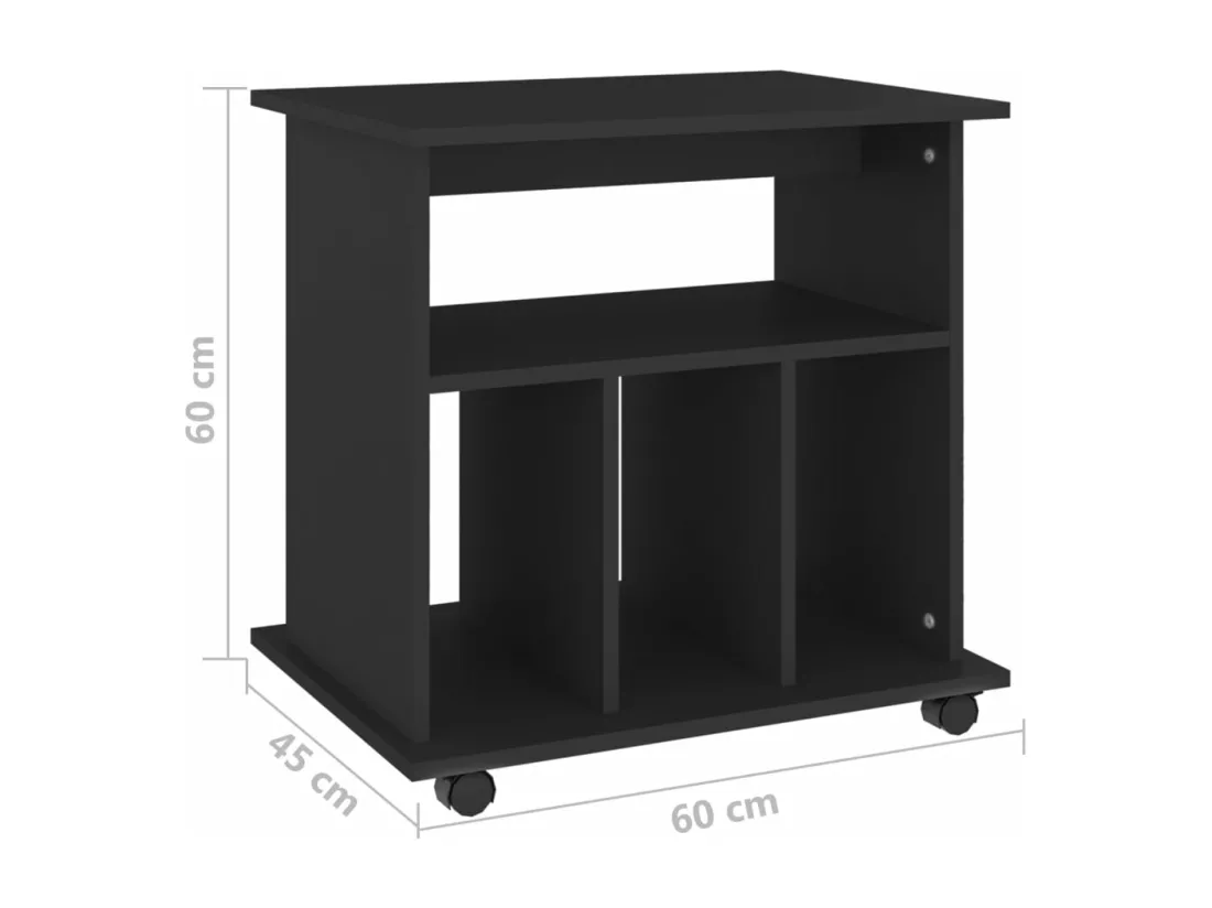 Armoire à roulettes Noir 60x45x60 cm Bois d’ingénierie