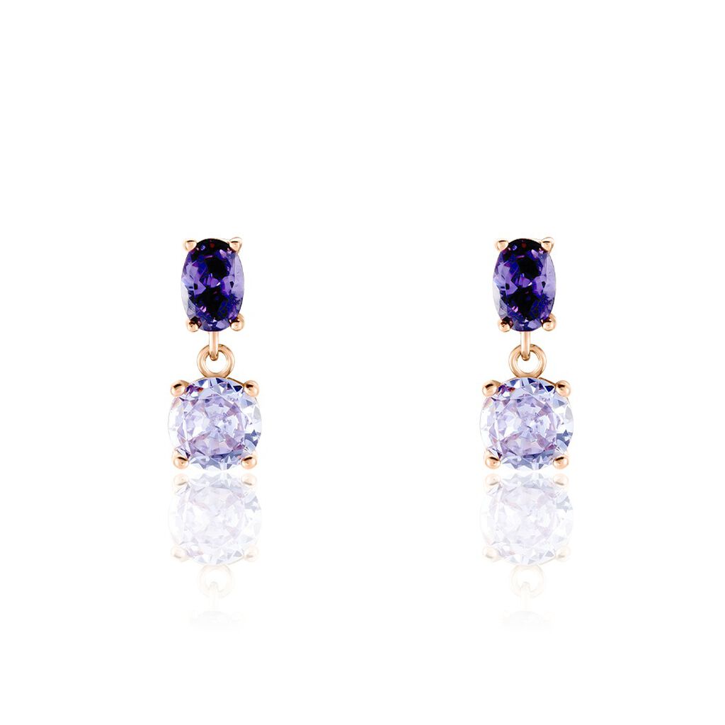 Boucles D'oreilles Pendantes Argent Rose Brenna Oxydes De Zirconium