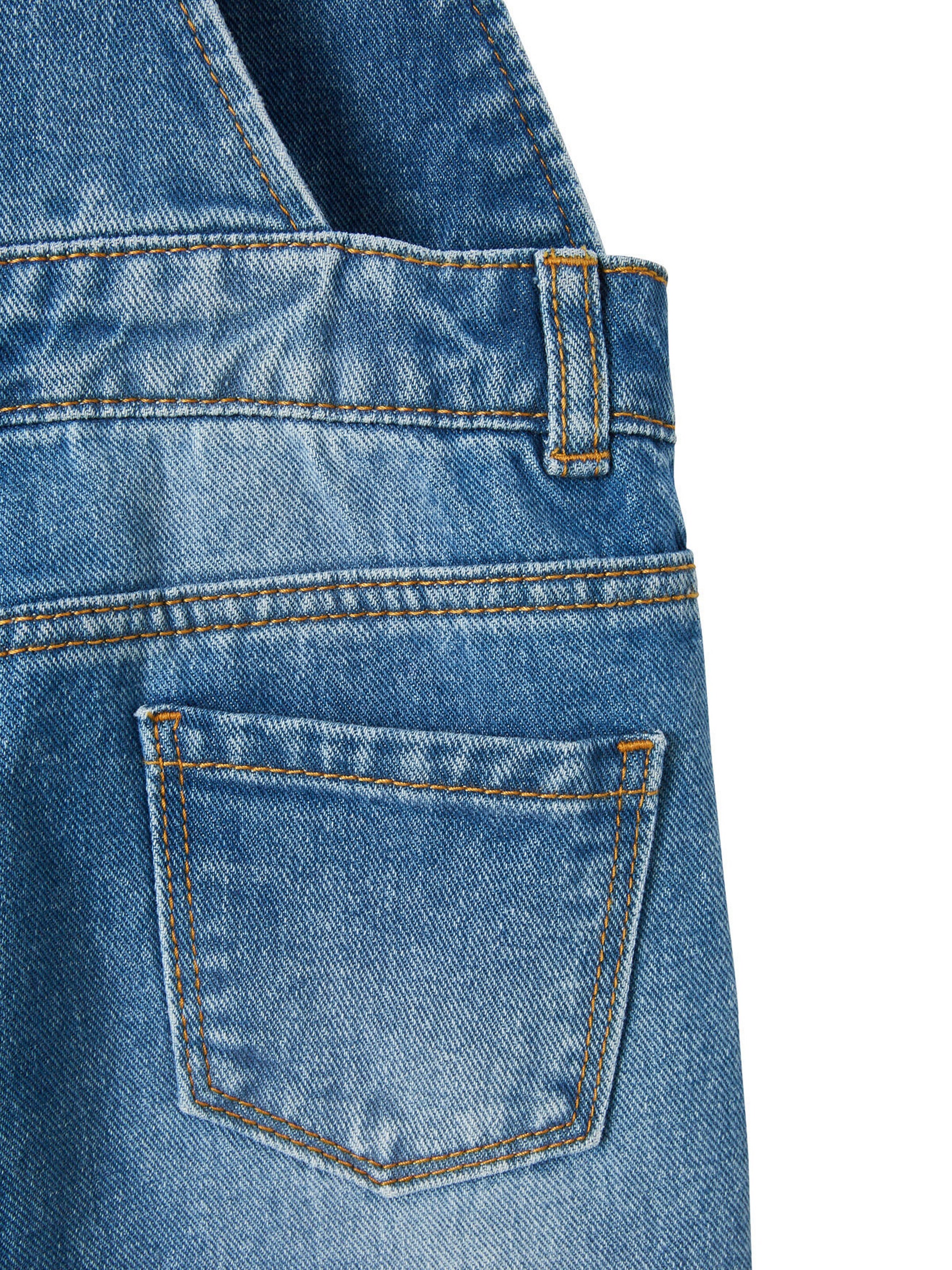 Vertbaudet Mädchen Latzjeans, Bundweite verstellbar blue stone