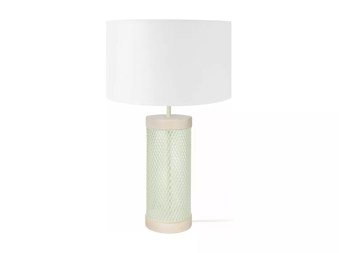 Lampe a poser poser métal naturel,vert,blanc 50 cm.