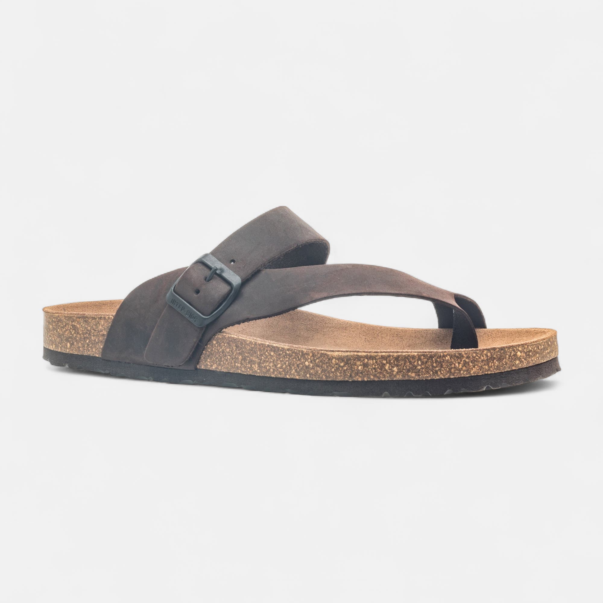 Mules semelle liège Homme en cuir marron