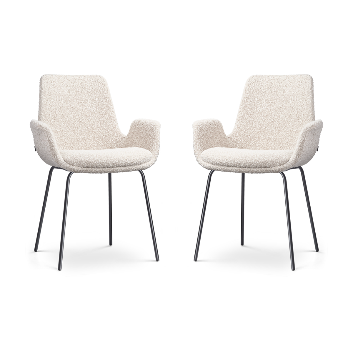 Eetkamerstoel Nora-Eef bouclé beige - zwart - set van 2
