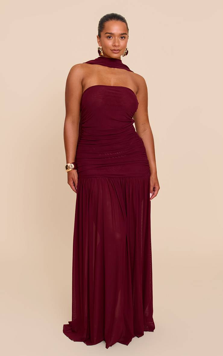 Prune Robe Maxi À Taille Basse Avec Détails Froncés Et Foulard Shape