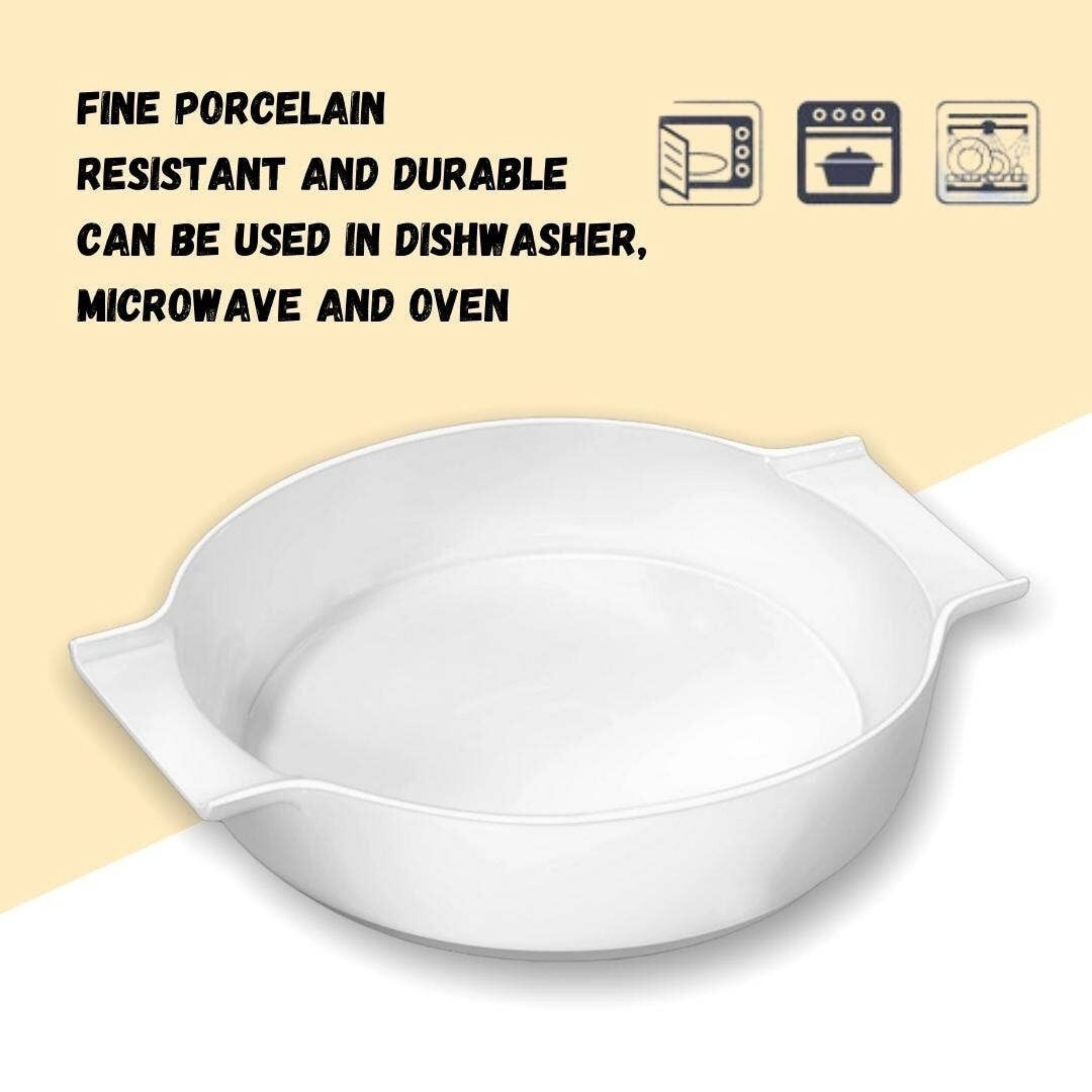 Backformen mit Griff – Hochwertiges weißes Porzellan, 650 ml, ideal zum Kochen