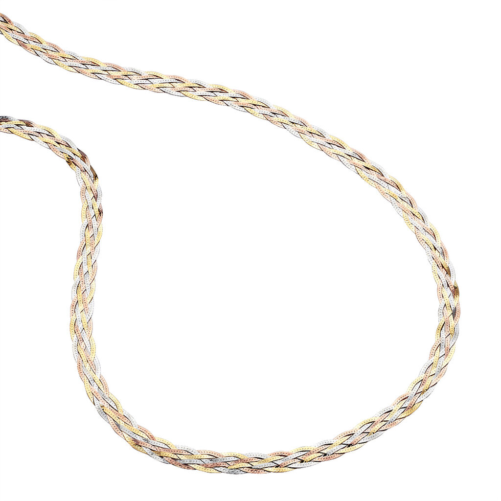 Collier Jen Tresse 6 Fils Or Tricolore
