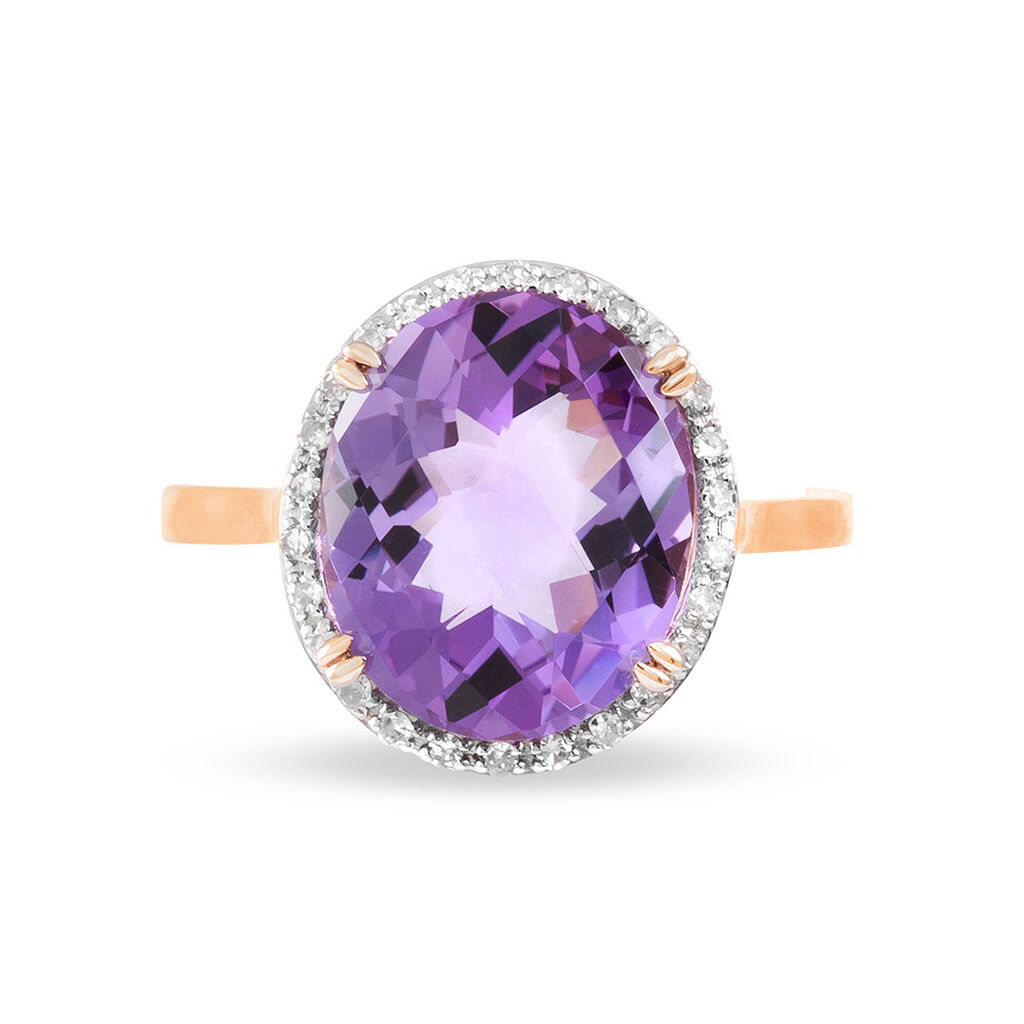 Bague Anna Or Rose Amethyste Et Diamant