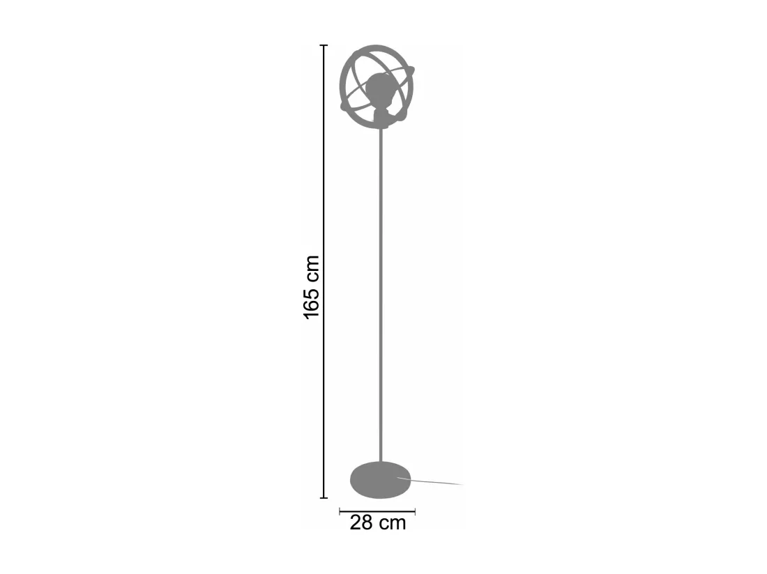 Lampadaire métal rouge noir165 cm.