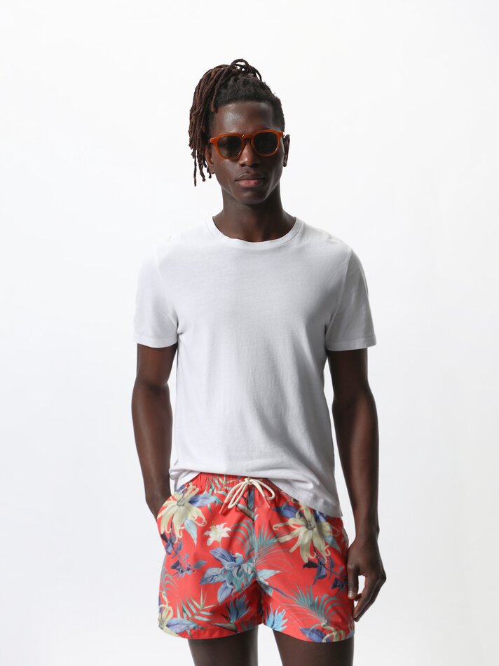 Maiô com estampa floral - Vermelho