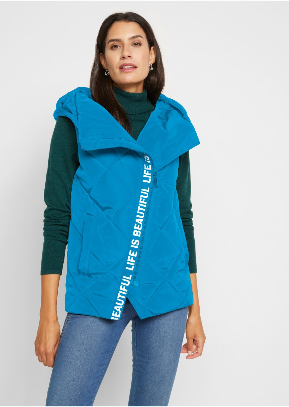 Veste matelassée sans manches asymétrique