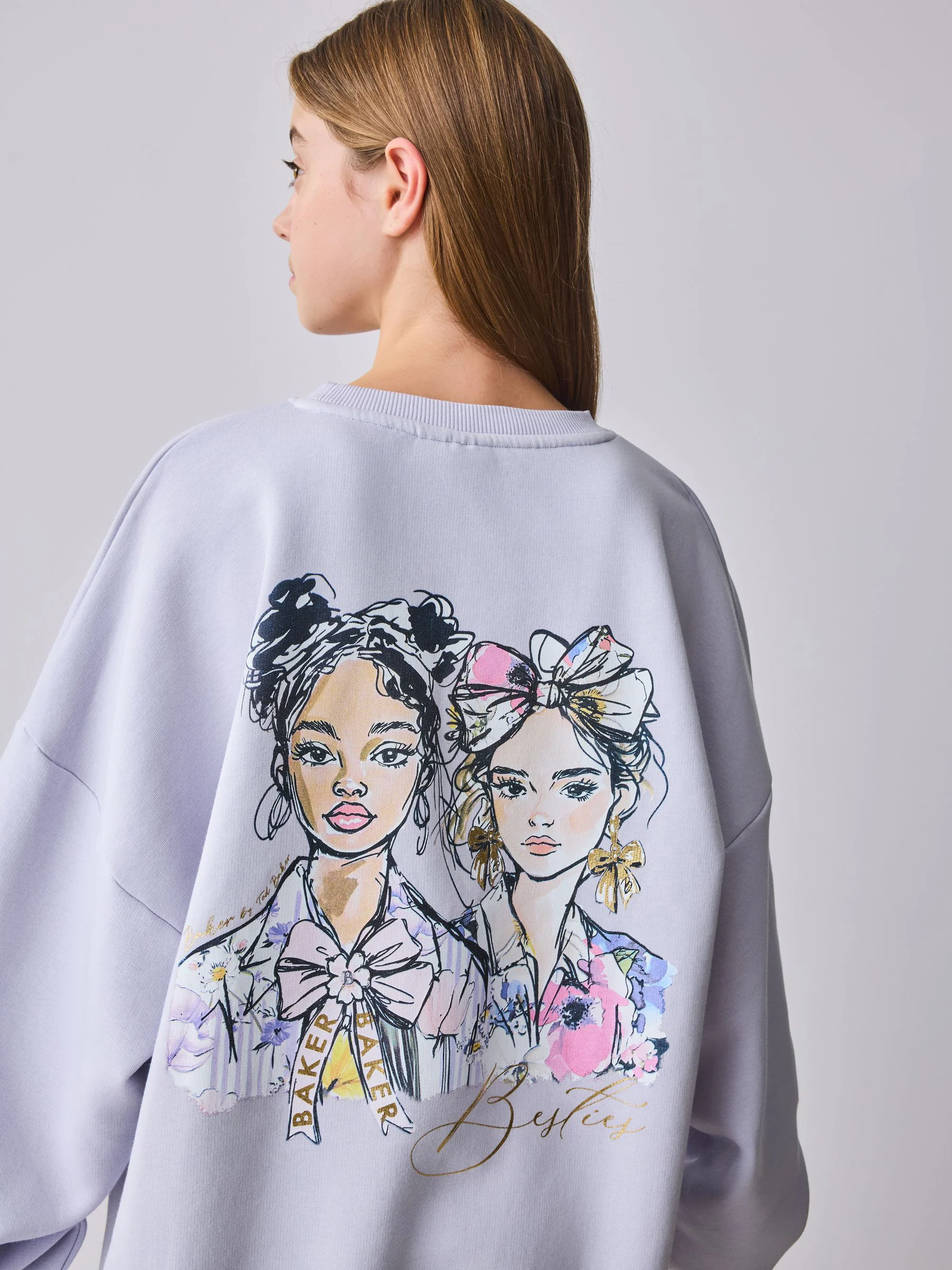 Baker by Ted Baker 2 Piece Graphic Crew Sweat Top & Flare Set