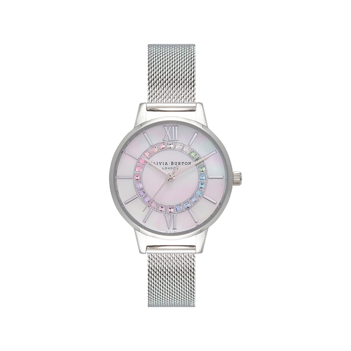 Montre Olivia Burton femme acier bracelet maille milanaise