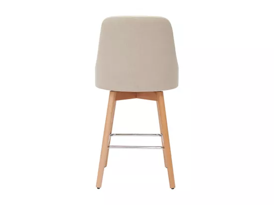 Tabourets de bar scandinaves pivotants 360° en tissu beige et bois hêtre massif H65 cm (lot de 2) HASTA