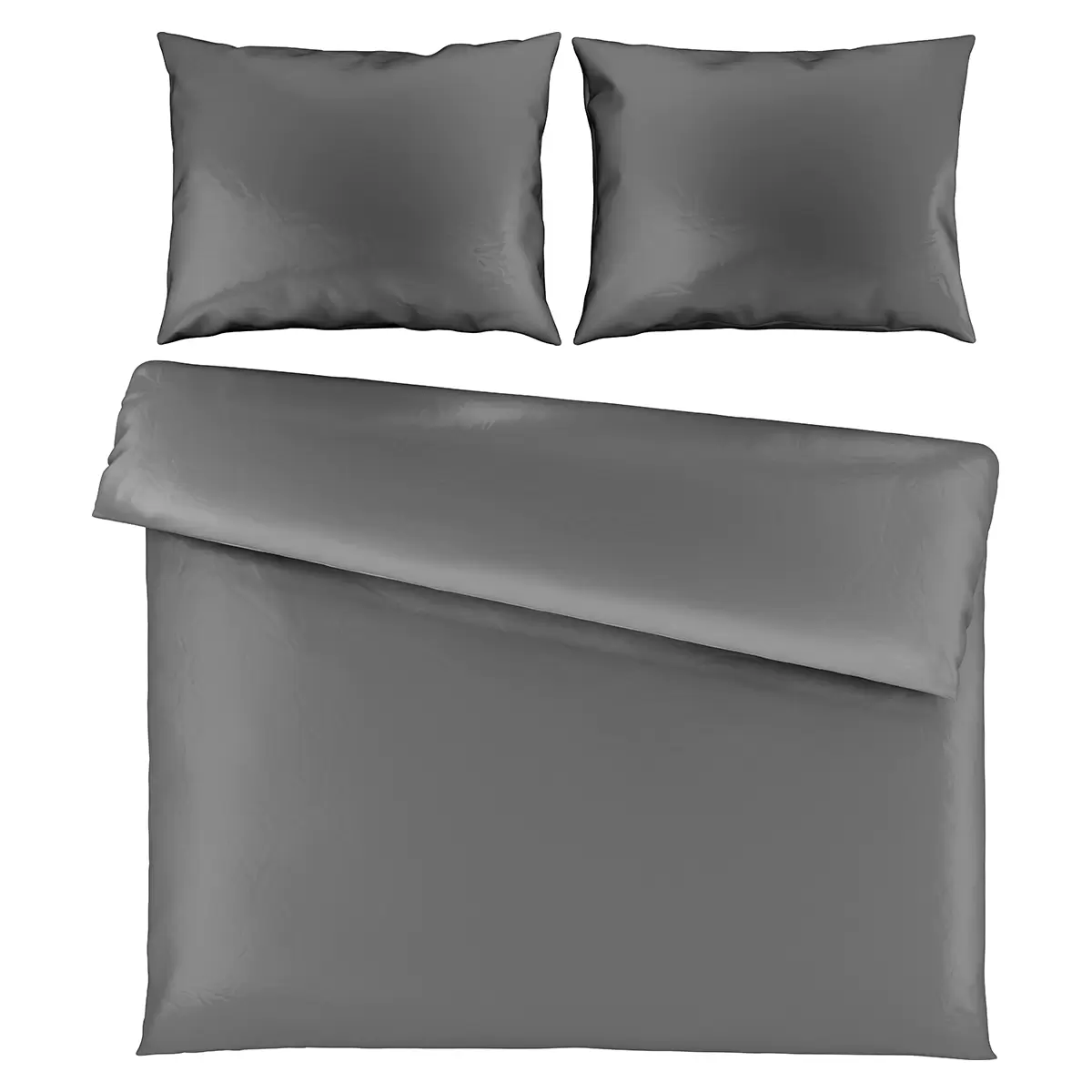 Bettwäsche-Set Satin uni Lydia Anthrazit