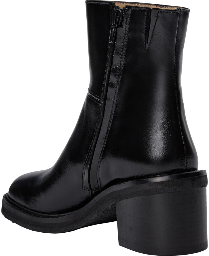 ANGULUS Læderstøvlet med grafisk hæl 1835/001 black/black