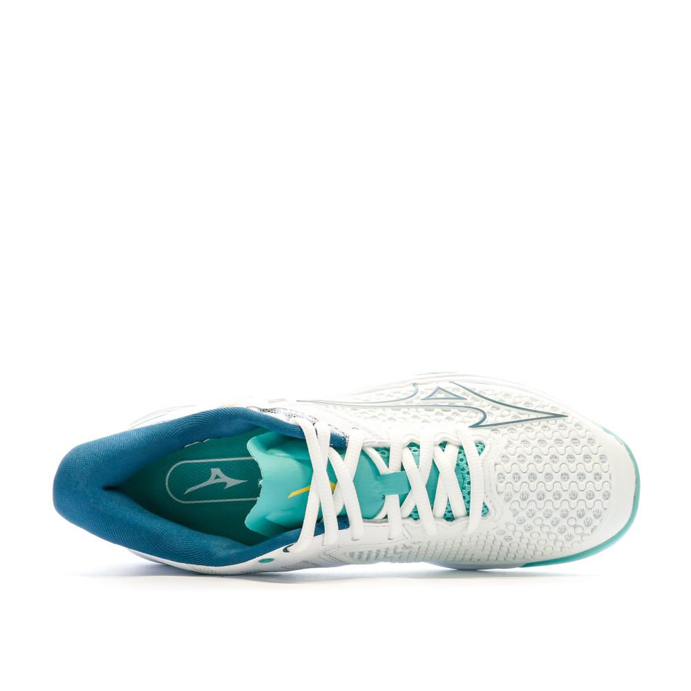 Mizuno Chaussures de Tennis Blanches/Bleu Femme Mizuno Exceed Tour