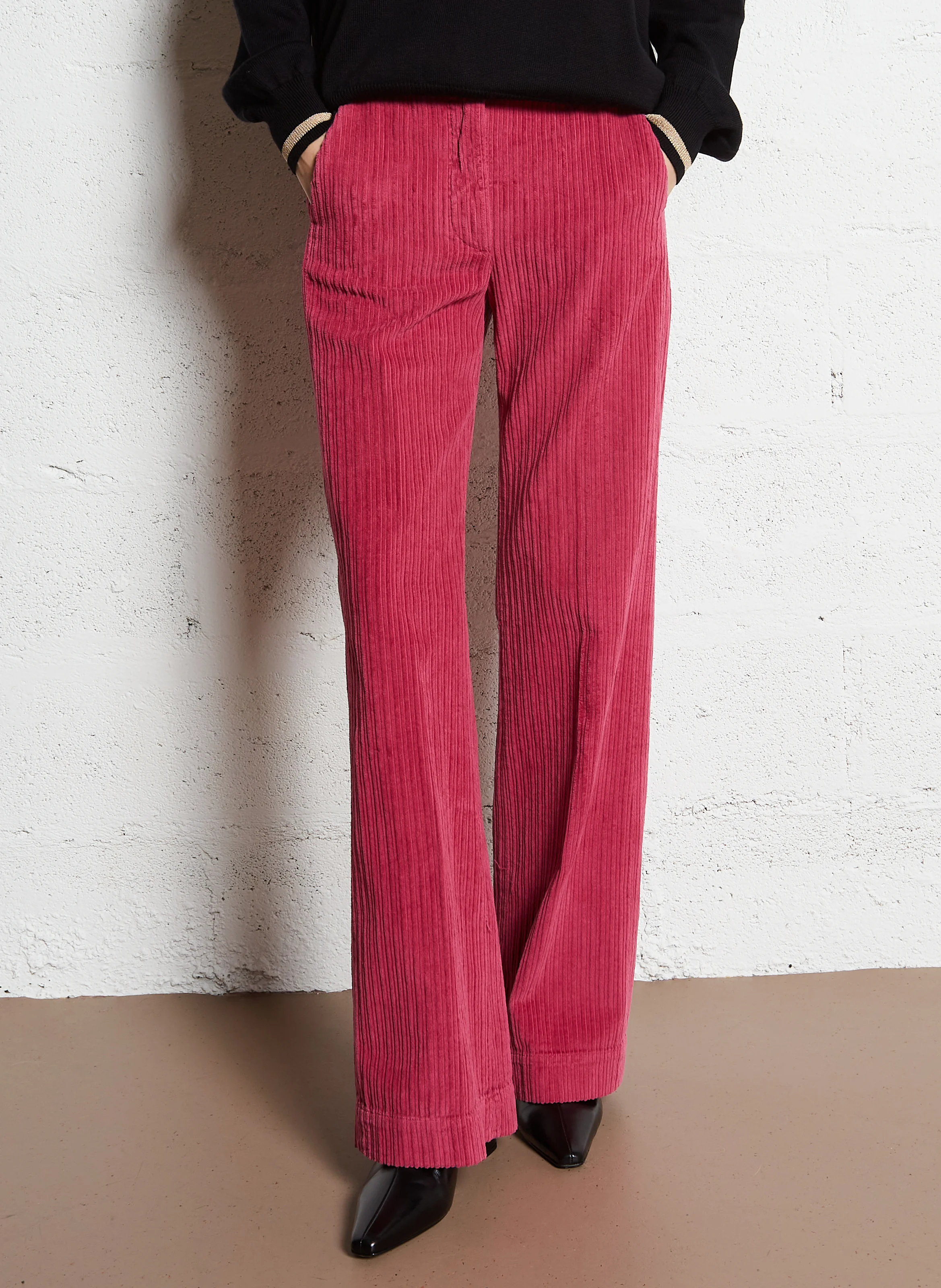PANDORE - Pantalon large en coton | Rose