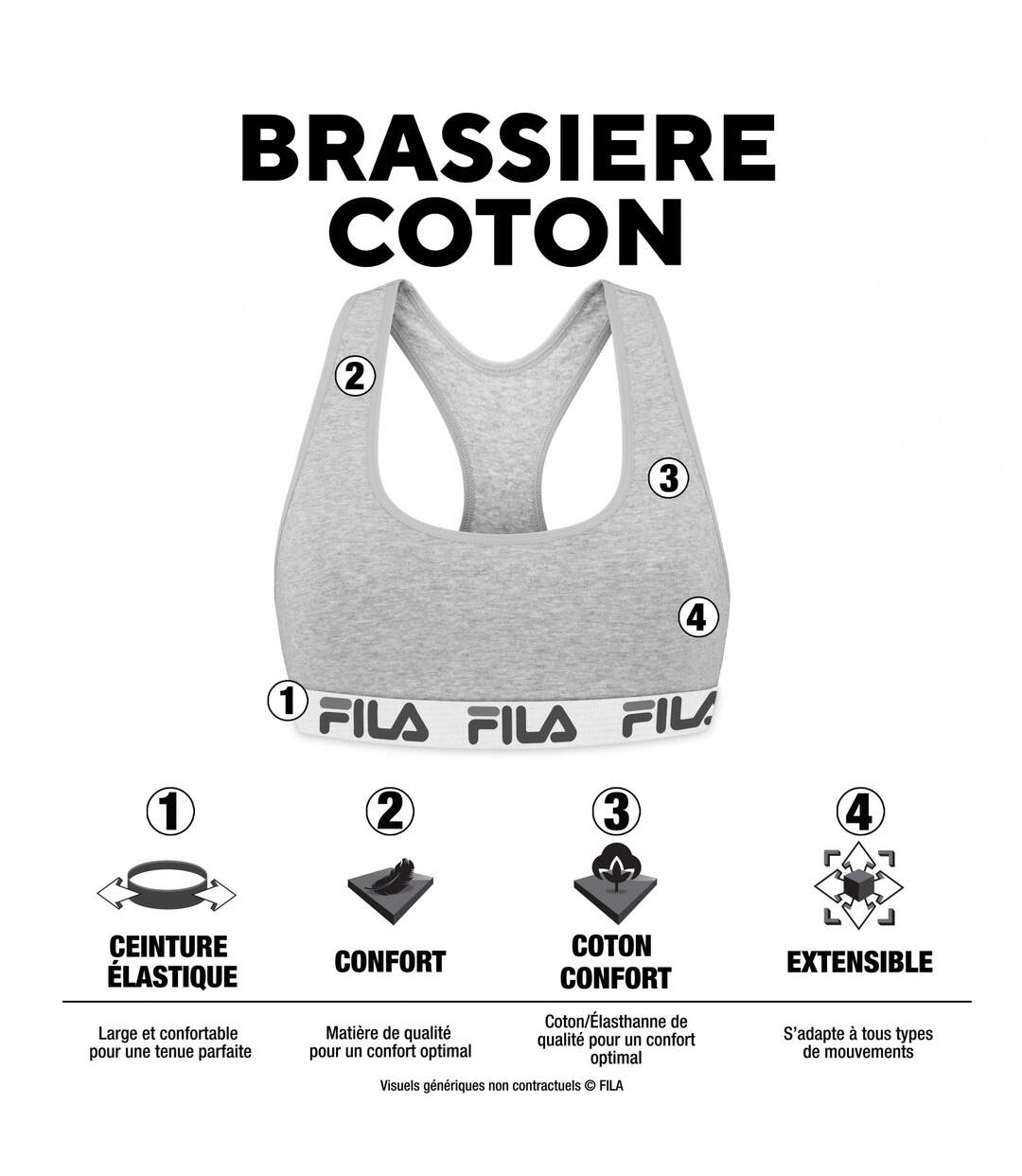 Lot de 3 Brassières coton femme FU6042 Uni