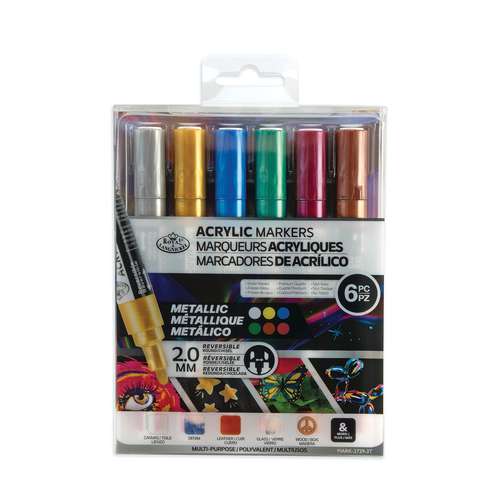 Royal & Langnickel® ACRYLIC MARKER – 6er-Sets, Reversible Tip