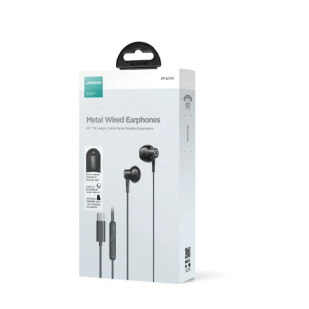 Half In-Ear Kopfhörer USB-C Anschluss mit Mikrofon und Lautstärkeregler (JR-EC07) - Schwarz