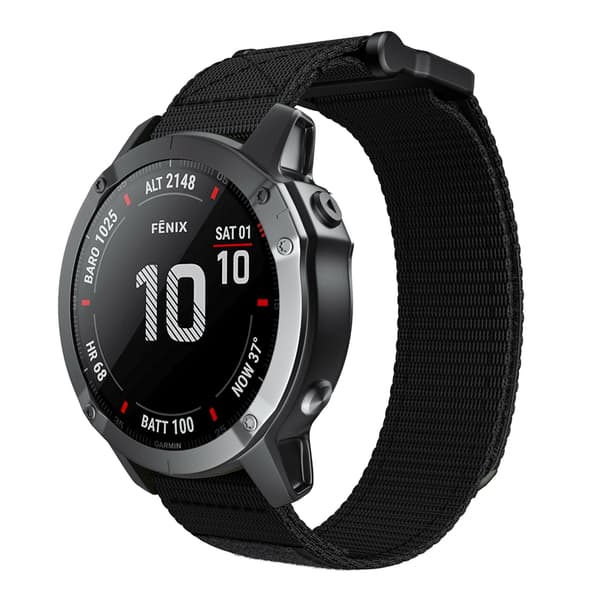 INF Garmin Fenix 6X/5X/3/3 HR armbånd 26 mm nylon Sort