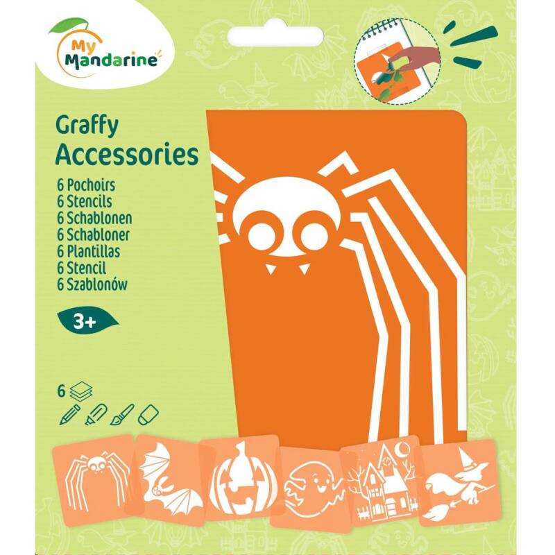 Set de 6 pochoirs enfants, Halloween - Orange