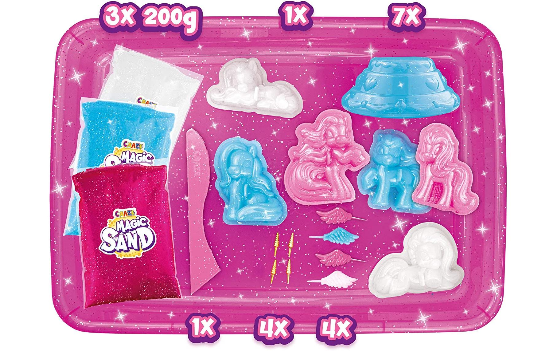 Sand Magic Playset: Unicorn 600gKnetbarer Sand mit Förmchen