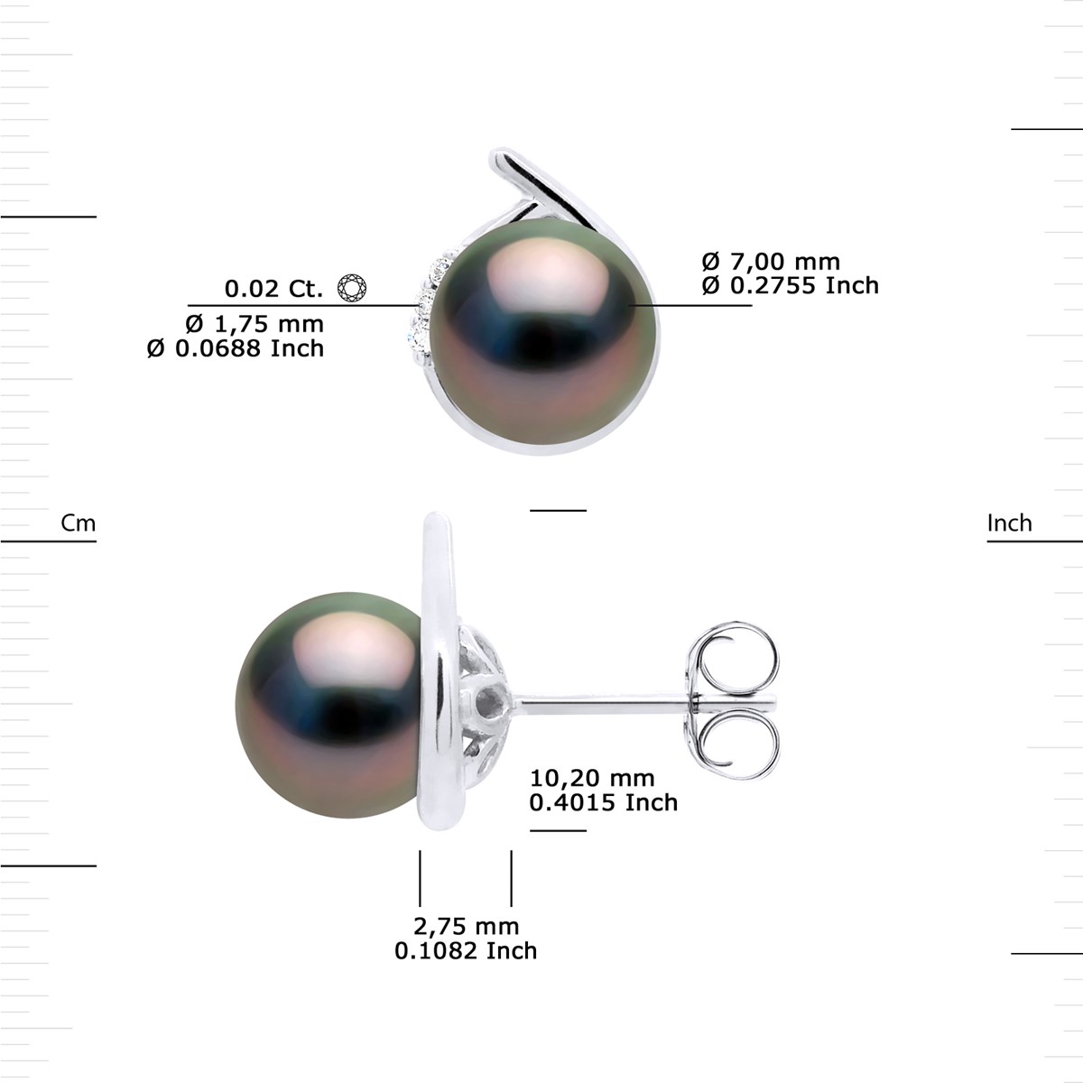 STELLA - Boucles d'Oreilles Perles de Tahiti & Diamant - Or Jaune