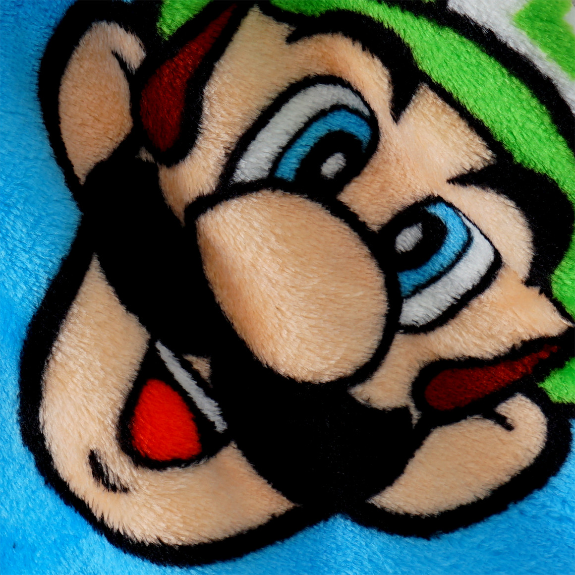 Topolino Super Mario Kapuzendecke aus Plüsch hellblau / gelb / rot