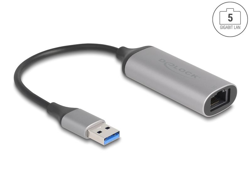 Delock Netzwerk-Adapter USB-A – RJ45 5 Gbps USB Typ-A USB Type-A Adapter zu 5 Gigabit LAN Anthrazit